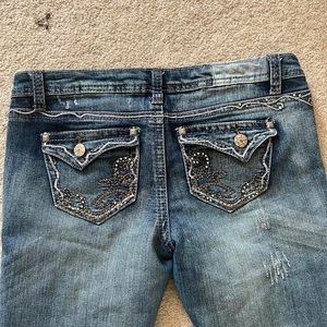 Y2k Medium/light wash low rise ripped skinny denim jeans, distressed